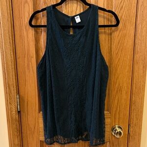Old Navy Dark Green Lace Sleeveless Blouse